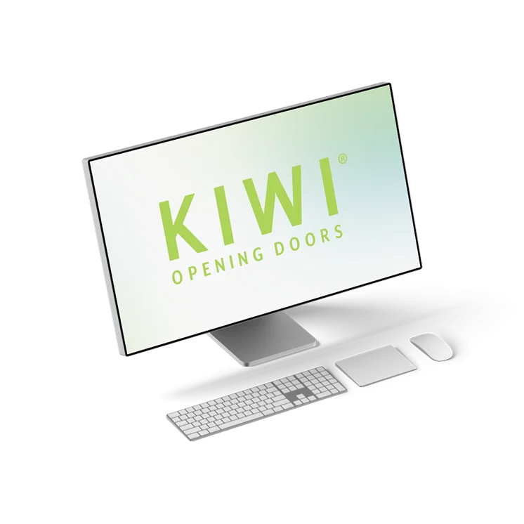computer mit kiwi logo