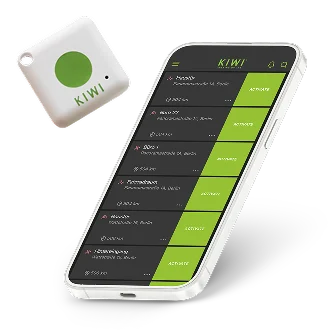 Smartphone mit KIWI-App und KIWI-Transponder zum digitalen Türöffnen